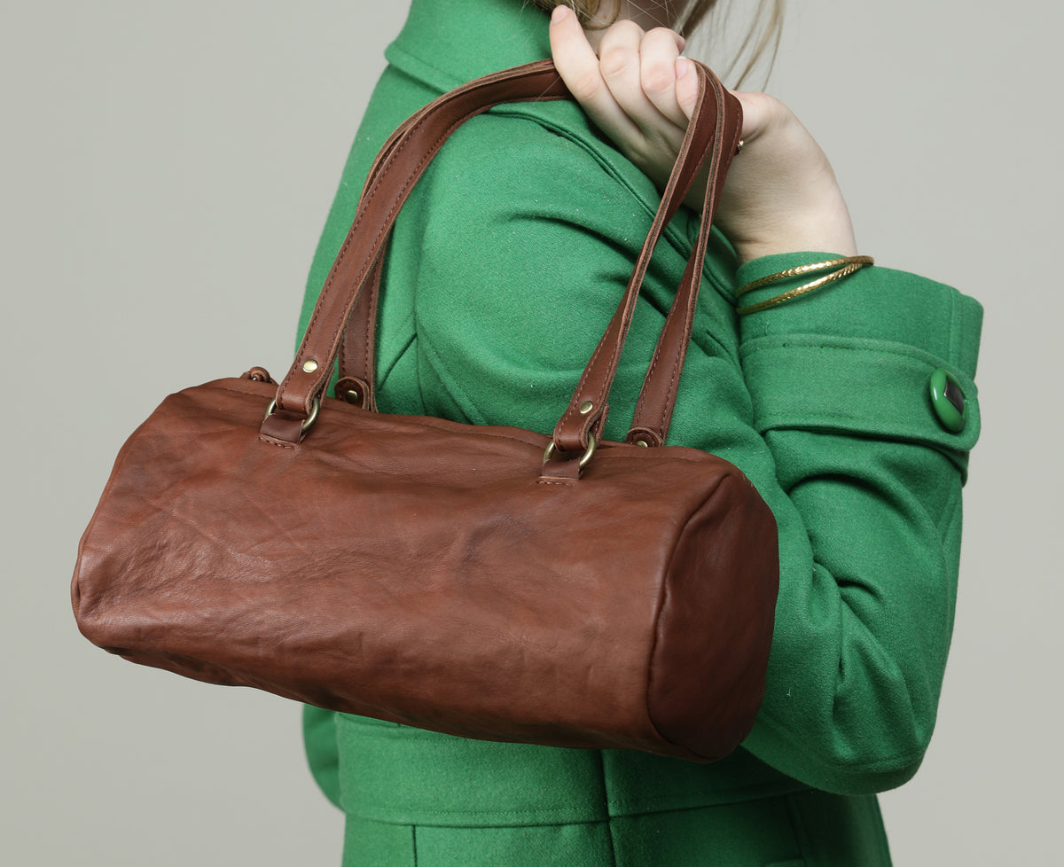 Camel Suede MINI BAG – Caroline Mazurik Handbags