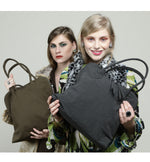Load image into Gallery viewer, Oversize Black vegan shoulder fabric tote bag Vegan Large Tote Bag
