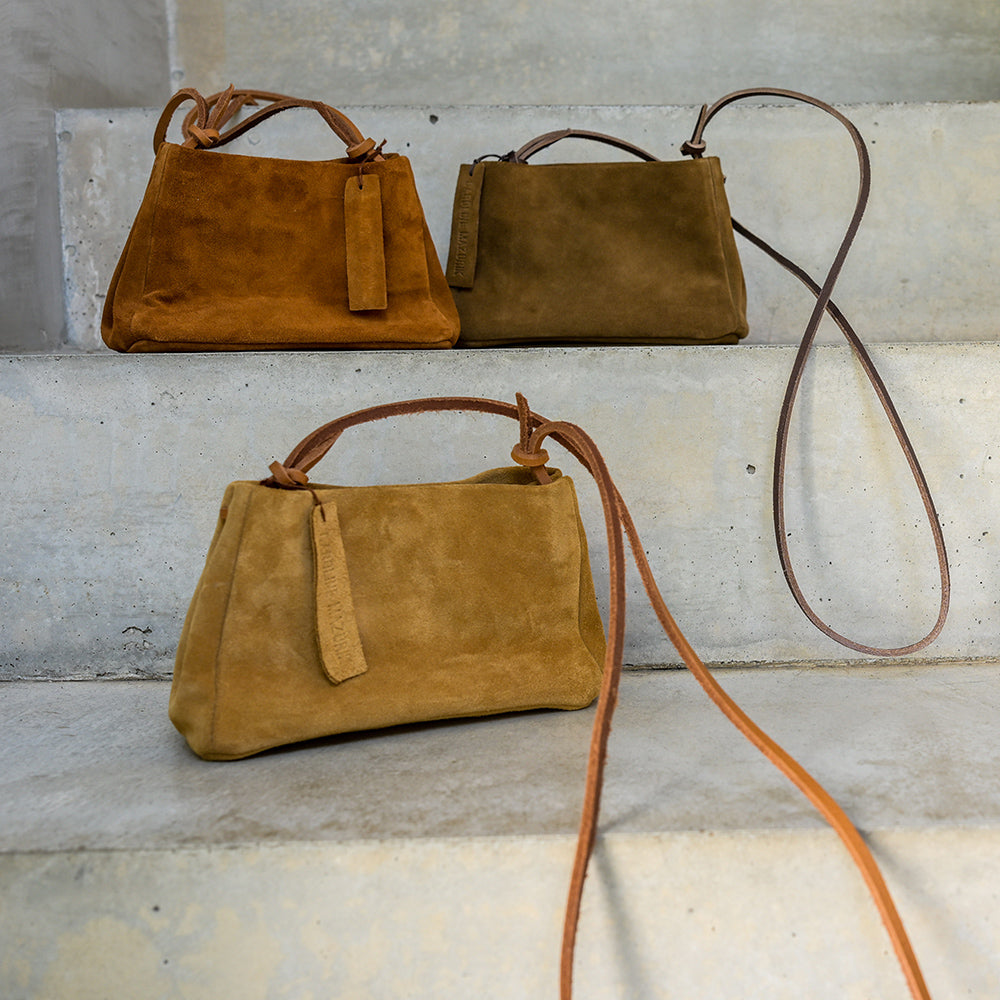 Brown Suede MINI BAG – Caroline Mazurik Handbags