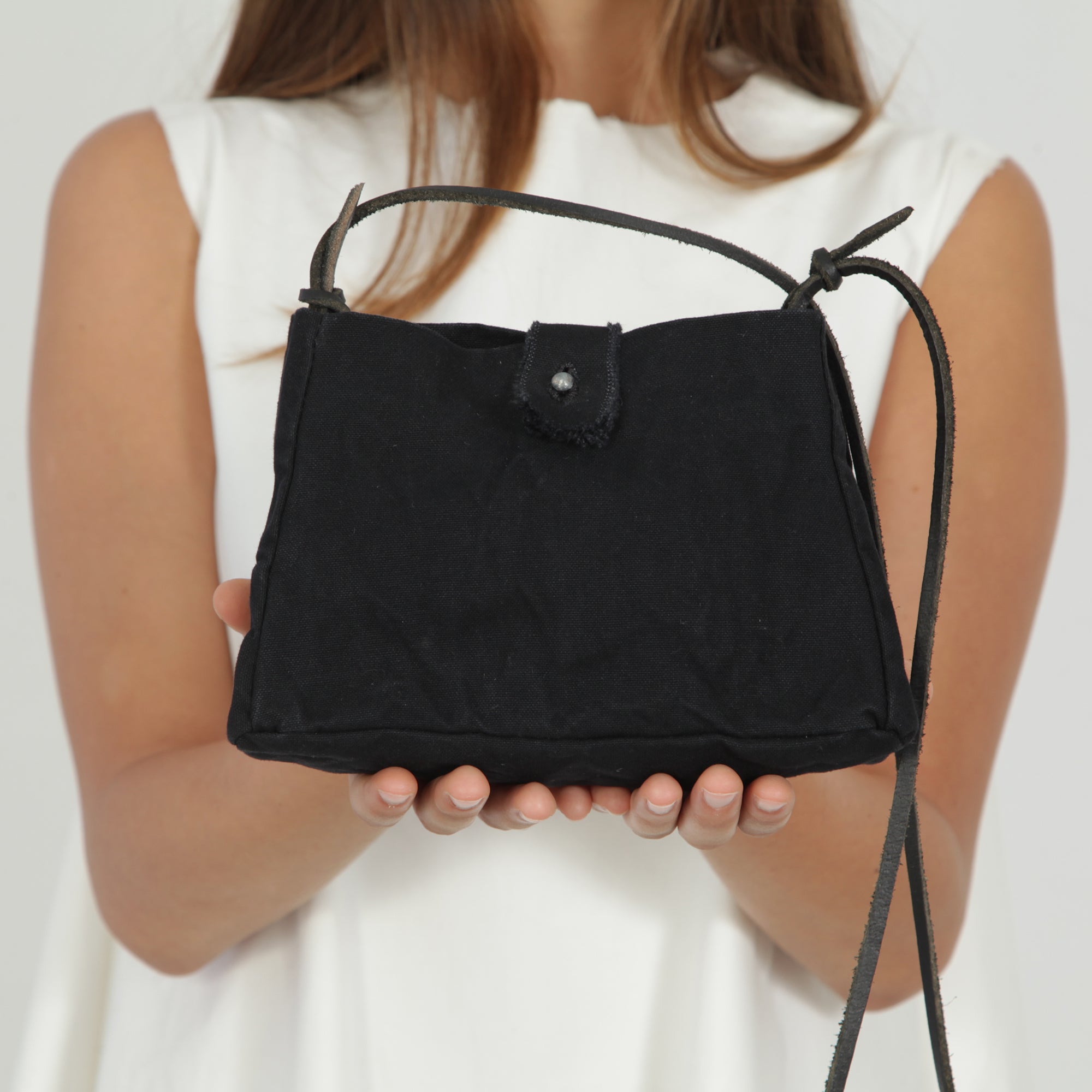 Mia Black Mini Canvas Bag – Caroline Mazurik Handbags