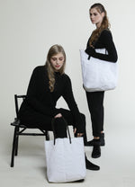 Load image into Gallery viewer, Tall Oversize White Canvas Tote Bag
