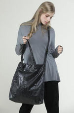 Load image into Gallery viewer, Oversize black vegan shoulder fabric tote bag, Lightweight Shoulder Cross body handbag
