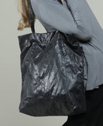 Load image into Gallery viewer, Oversize black vegan shoulder fabric tote bag, Lightweight Shoulder Cross body handbag
