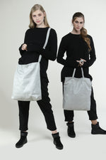 Load image into Gallery viewer, Oversize Grey vegan shoulder fabric tote bag, Lightweight Shoulder Cross body handbag
