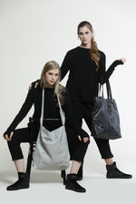 Load image into Gallery viewer, Oversize Grey vegan shoulder fabric tote bag, Lightweight Shoulder Cross body handbag
