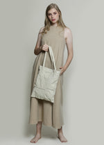 Load image into Gallery viewer, White Leather Square Stitches Tote Bag White shoulder bag
