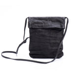 Load image into Gallery viewer, Black Leather Foldover Crossbody Bag
