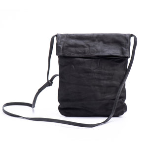 Stone-White Leather Foldover Crossbody Bag