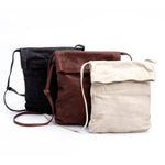 Load image into Gallery viewer, Black Leather Foldover Crossbody Bag
