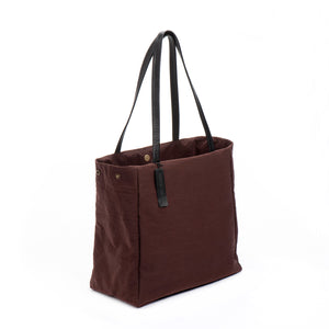 Dark Brown Shoulder Fabric Bag, Lightweight Tote bag with leather handles