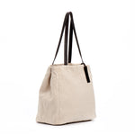 Load image into Gallery viewer, Cotton Tote with Leather handles Off-White Shoulder Woman handbag 
