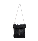 Load image into Gallery viewer, Black suede elegant evening metal chain purse woman small bag
