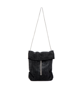 Black suede elegant evening metal chain purse woman small bag