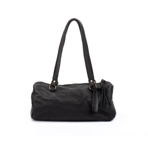 Black Leather Shoulder Handbag medium perfect size Italian leather woman bag 