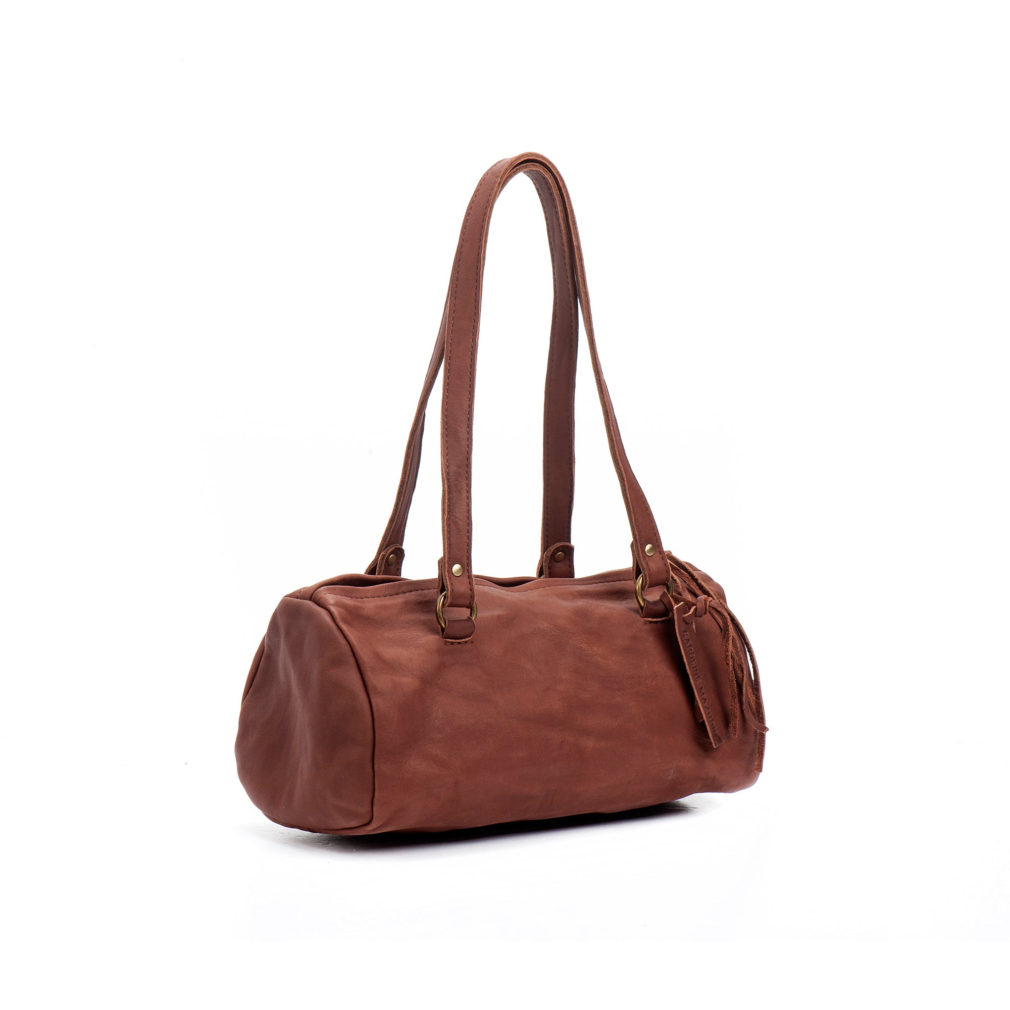 Brick Brown Leather Shoulder Handbag medium perfect size Italian leather woman bag