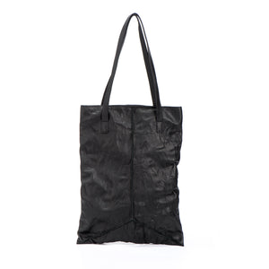 Black Leather Triangle Stitches Tote Bag, artisan work, Urban Geometric Design