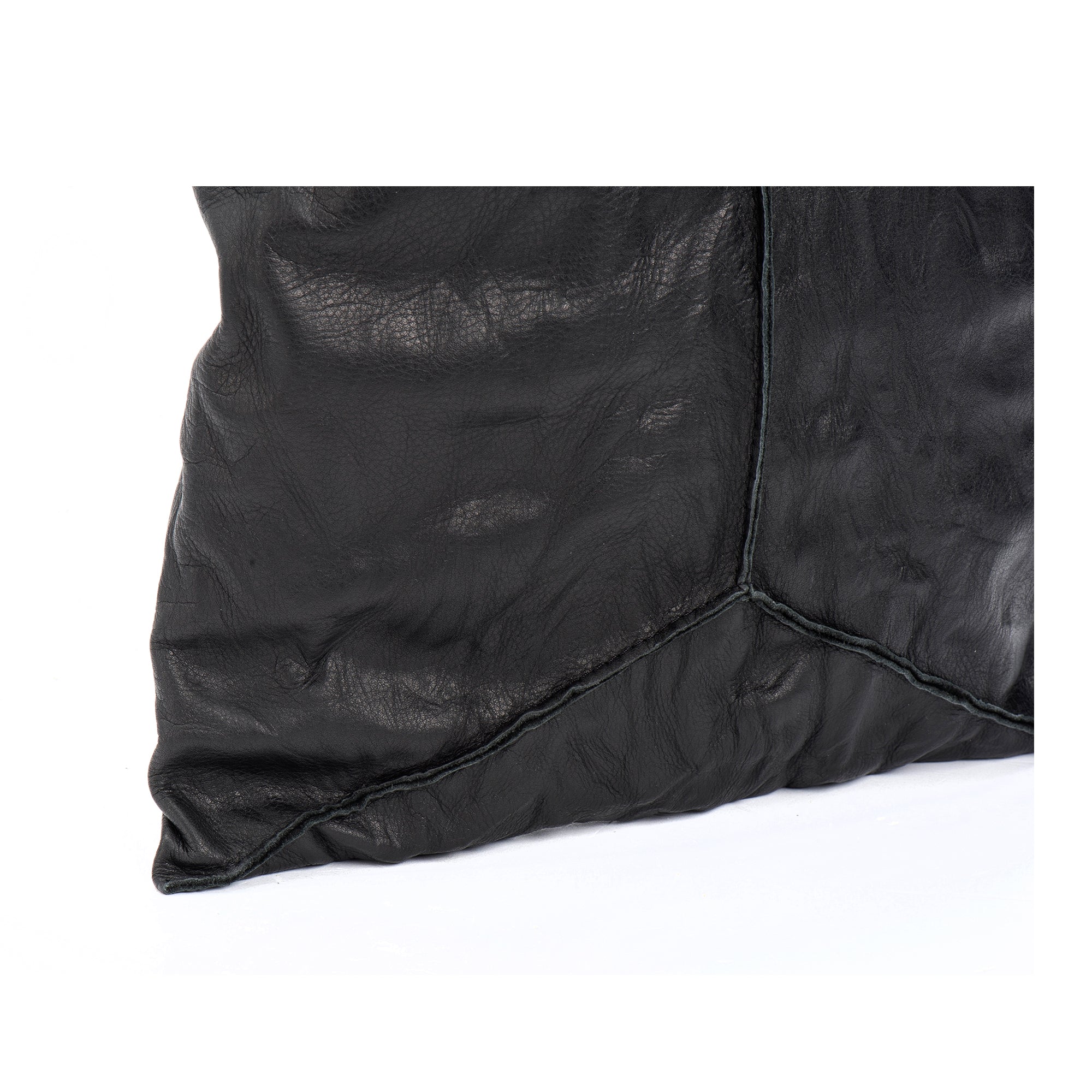 Black Leather Triangle Stitches Tote Bag, artisan work, Urban Geometric Design