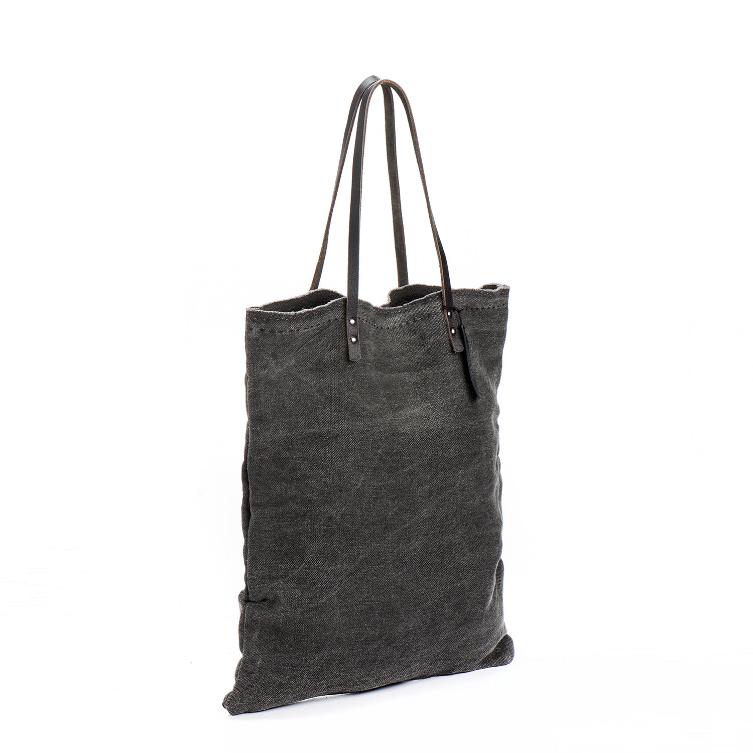 Oversize Grey Canvas Tote with leather handles. Yoga Bag