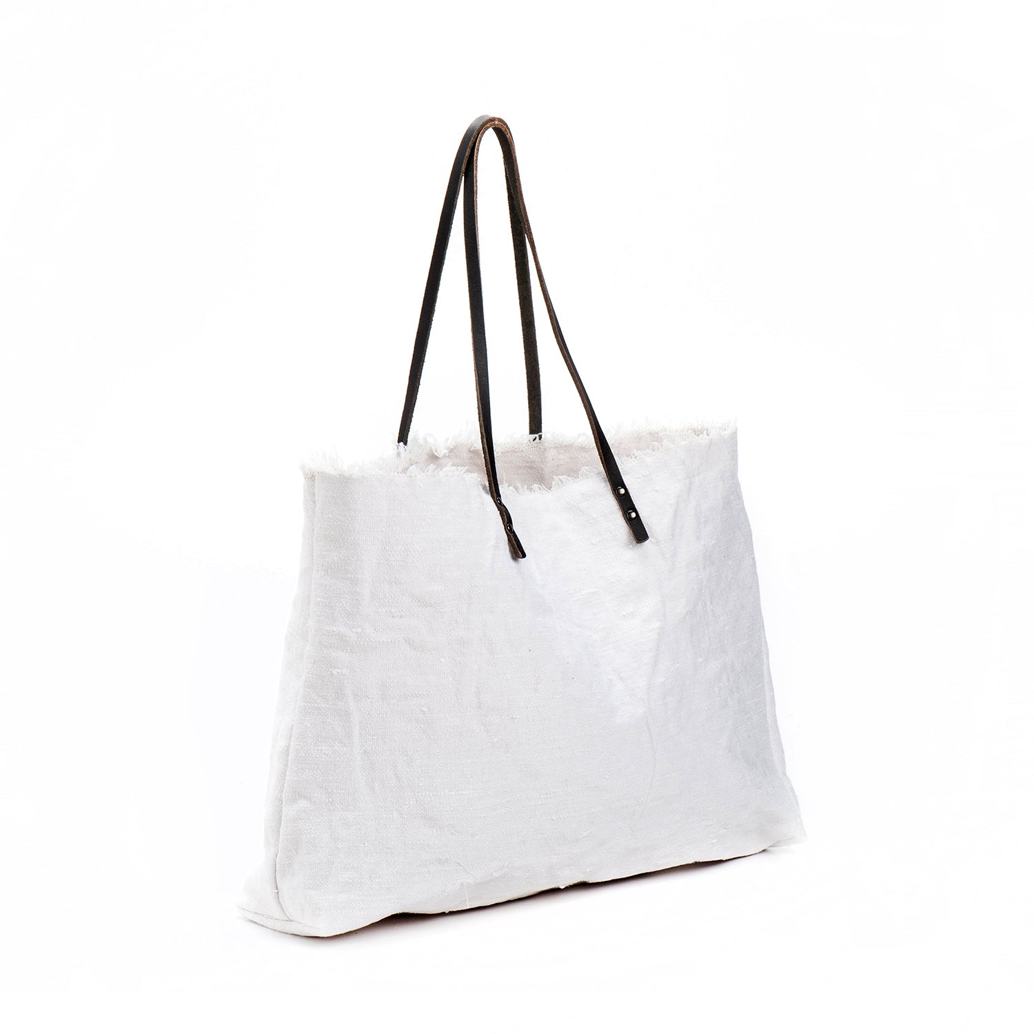Tall Oversize White Canvas Tote Bag