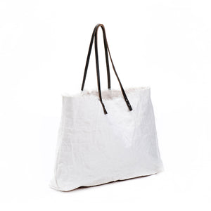 Wide Oversize White Canvas Tote Bag